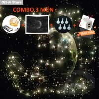 Combo bộ thảm tranh treo tường họa tiết dải ngân hà bằng vải mỏng và dây đèn led đom đóm trang trí (vải+ dây led+đinh)