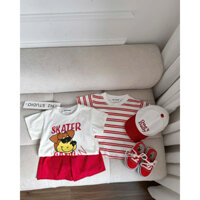 Combo bộ tone đỏ cho bé 2 áo 1 quần
