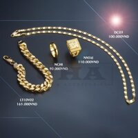 Combo bộ trang sức nam 4 món ( Dây chuyền Dẹt - Nhẫn chữ phúc - Nhẫn chơn 5 chỉ - Lắc tay ) Mạ vàng 24k công nghệ ITALY