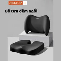 COMBO BỘ TỰA LƯNG NIRA lót ghế văn phòng, dùng trên ô tô, Đệm ngồi tựa lưng chống đau mỏi cột sống, tựa lưng cao su non