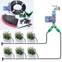 Combo bộ tưới cây tự động nhỏ giọt 30 đầu hẹn giờ đồng hồ dh607 đủ phụ kiện