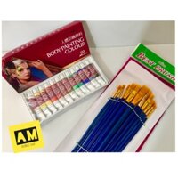 [COMBO] Bộ vẽ mặt Body Painting và cọ vẽ 12 cây