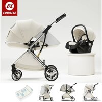 Combo bộ Xe đẩy nôi và nôi xách tay kiêm ghế ô tô COBALLE cao cấp thiết kế ĐỨC, 2 chiều 3 tư thế với nhiều quà tặng hấp