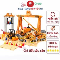 Combo bộ xe mô hình công trình xây dựng, bộ xe cảng biển, xe xúc, xe cẩu móc ( 4 sản phẩm)