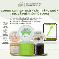 [combo body 3] Kem tẩy trắng Thái Lan 500g + Tắm trắng khô 500g + Kem tẩy da chết cà phê sữa dừa 500g