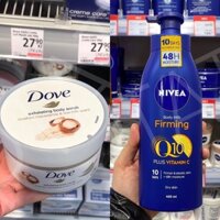 COMBO body scrub DOVE + body lotion Nivea ( 1 )