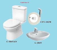 COMBO BỒN CẦU INAX C-504VA + LAVABO L-284V + VÒI XỊT CFV-102M