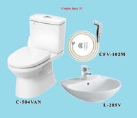 COMBO BỒN CẦU INAX C-504VA + LAVABO L-285V + VÒI XỊT CFV-102M