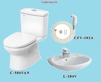 COMBO BỒN CẦU INAX C-504VA + LAVABO L-284V + VÒI XỊT CFV-102A