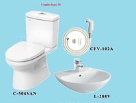 COMBO BỒN CẦU INAX C-504VA + LAVABO L-288V + VÒI XỊT CFV-102A