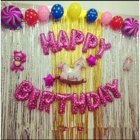 Combo bóng chữ + rèm + bóng bay + bơm bóng sinh nhật