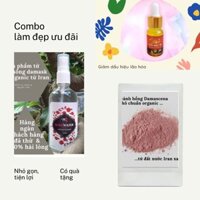 COMBO BỘT HOA HỒNG- SAFFRON OIL- XỊT KHOÁNG HOA HỒNG DAMASK DƯỠNG DA TRẮNG HỒNG