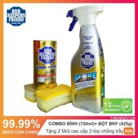 Combo Bột làm sạch BKF  (420g)+ Bình xịt bọt tẩy rửa đa năng BKF (720ml) -Làm sạch kính phòng tắm -Làm sạch kính bể cá