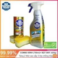 Combo Bột làm sạch BKF  (420g)+ Bình xịt bọt tẩy rửa đa năng BKF (720ml) -Làm sạch kính phòng tắm -Làm sạch kính bể cá