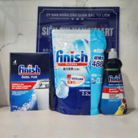 Combo Bột Rửa Bát Finish Japan 2,2kg + nước làm bóng bát Finish 400ml + Muối làm mềm nước Finish 1,5kg