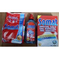 combo bột rửa bát Somat 1,2kg Muối làm mềm nước và nươc làm bóng Somat