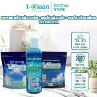 Combo Bột Rửa Chén 1kg + Muối Rửa Bát 1.2 kg  + Nước Làm Bóng TClean (T-Clean) 300ml