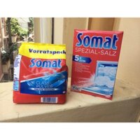 Combo bột rửa chén Somat 960g và muối xử lý nước Somat 1.2kg của Đức dùng cho máy rửa chén bát + Tặng que thử nước cứng