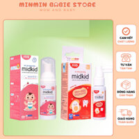 Combo Bọt Tập Đánh Răng MIDKID 60ml + Xịt Chống Sâu Răng MIDKID Vị Táo 20ml (Tặng Khẩu Trang Cho Bé)