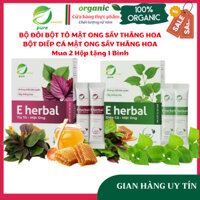 Combo Bột Tía Tô Mix Mật ong& Bột Diếp cá Mật ong Sấy Thăng Hoa Eherbal - Mỗi hộp 15 gói tiện lợi