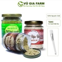 Combo Bột Trà Xanh + Bột Đậu Đỏ + Mầm Đậu Nành - Nguyên Chất Vũ Gia (100g/hũ) - Tặng Cọ Quét Mặt Nạ