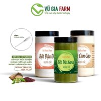 Combo Bột Trà Xanh + Bột Đậu Đỏ + Bột Cám Gạo - Nguyên Chất Vũ Gia (100g/hũ) + Tặng Cọ Quét