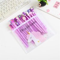Combo bút bi dễ thương 10 chiếc tím cho cô nàng mộng mơ tặng túi zip đựng - Mẫu 1