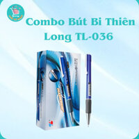Combo Bút bi Thiên Long TL-036 - Bút bi giắt kim loại mạ crom đệm cầm tay cao su êm