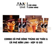 Combo Cà Phê Đông Trùng Hạ Thảo & Cà Phê Nấm Linh Chi Laura Coffee Nhật Kim Anh Chính Hãng - Hộp 10 Gói