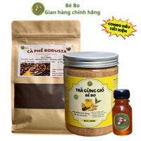 Combo Cà phê nguyên chất Robusta 500g + Trà gừng gió 500g - Bé Bo