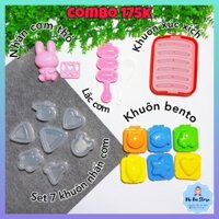 Combo các loại : khuôn nắm cơm, khuôn bento, khuôn xúc xích, lắc cơm cho bé ăn dặm