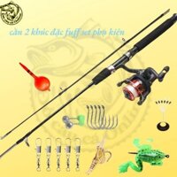 Combo Cần Câu Máy Cần 2 Khúc Đặc  1,35m + Máy Câu 200 Cuốn Sẵn Cước +full Set Phụ Kiện Bắt Cá Đi Câu A1