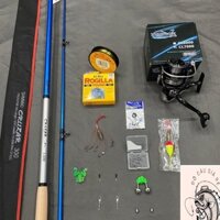 Combo Cần Câu Shimano Gluza 2 Khúc Rỗng Kèm Máy Câu AC Kim Loại - Tặng Kèm Bộ Phụ Kiện