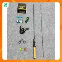 Combo Cần  UL Cán Gỗ & Máy AC2 Tặng kèm Dây PE  Kéo titan  & Nhái hơi + Cá Sắt