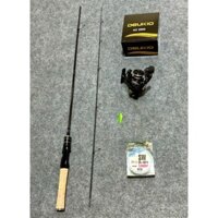 Combo Cần  UL Cán Gỗ & Máy AC2 Tặng kèm Dây PE  SW  & Cá Sắt R45  & khoá link snap