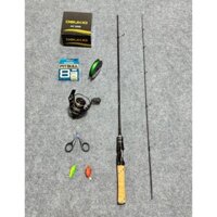 Combo Cần  UL Cán Gỗ & Máy AC2 Tặng kèm Dây PE  Kéo titan  & Nhái hơi + Cá Sắt