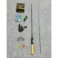 Combo Cần  UL Cán Gỗ & Máy AC2 Tặng kèm Dây PE  Kéo titan  & Nhái hơi + Cá Sắt gal562hh