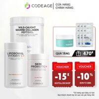 Combo cấp ẩm, căng mọng da Codeage Marine Collagen Peptides, Liposomal Vitamin C và Skin Probiotic