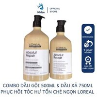Combo Cặp Dầu Gội500ml, Dầu Xả750ml Loreal Professionnel Phục Hồi Hư Tổn Toàn Diện Óng Mượt Chắc