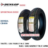 COMBO CẶP LỐP VỎ XE MÁY CB500 /CB 400 HÃNG DUNLOP SIZE 120.70-17 VÀ 160.60.17 D222