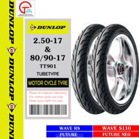 COMBO CẶP LỐP VỎ XE MÁY WAVE RS HÃNG DUNLOP SIZE 2.50-17 VÀ 80.90-17 TT901