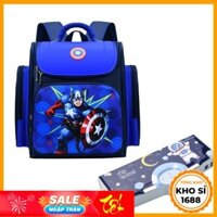Combo cặp sách siêu nhân người nhện captain kèm hộp bút cho bé trai tiểu học, balo bé trai đi học cấp 1 E105