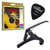 Combo Capo guitar + Bộ dây đàn acoustic Alice AW432 + Pick Alice