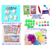 Combo cát động lực + tô tượng + tranh cát + slime lưới cho bé thoả sức vui chơi