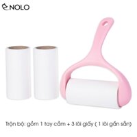 Combo Cây Lăn Bụi Mini Cầm Tay Tặng Kèm 2 Lõi Rời 60 Tờ Dùng Lăn Bụi Lông Thú Giấy Tóc Dễ Dàng Thay Thế Vệ Sinh