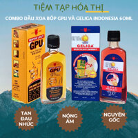 Combo Chai Dầu Nóng Xoa Bóp Minyak Urut GPU Và Geliga Indonesia 60ml Dưỡng Body