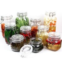 COMBO CHAI LỌ HŨ THỦY TINH: 3 CHAI 350ML + 5 HŨ NẮP GÀI 2L