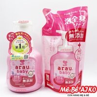 [Combo Chai Và Túi] Bọt Tắm Gội, Sữa tắm cho bé Arau Baby Chai 450ml + Túi 400 ml