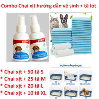 Combo chai xịt hướng dẫn vệ sinh đúng chỗ Bioline Puppy Tranining 50ml + Tã lót khay nhiều size