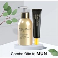 Combo Chăm sóc da thải độc, kiềm dầu Golden Cocoon hỗ trợ giảm dầu và ngăn ngừa mụn 110ml+ 20g O2 Bubble+Anti-trouble